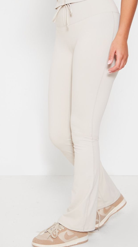 Plt - Grey Stretch Active Ruched Tie Waist Yoga Flares