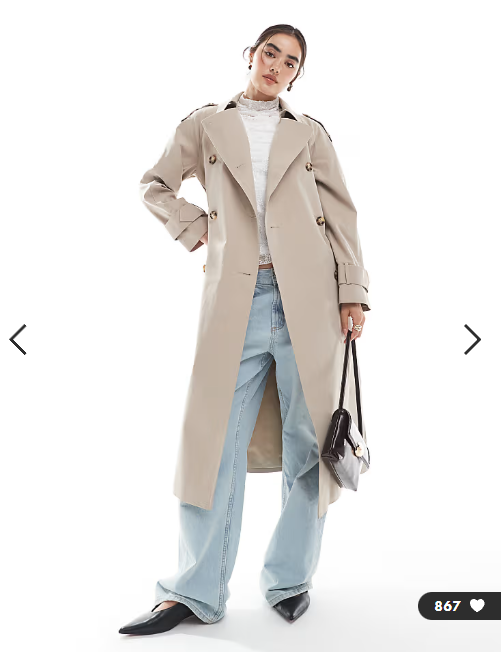 ASOS DESIGN longline trench coat in mushroom