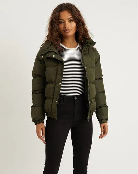 Petite Funnel Neck Short Padded Coat