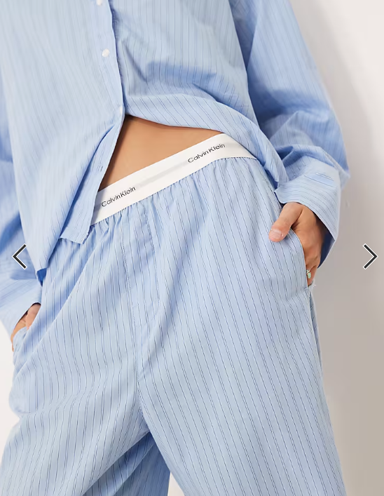 Calvin Klein cotton poplin pyjama bottoms in blue stripe