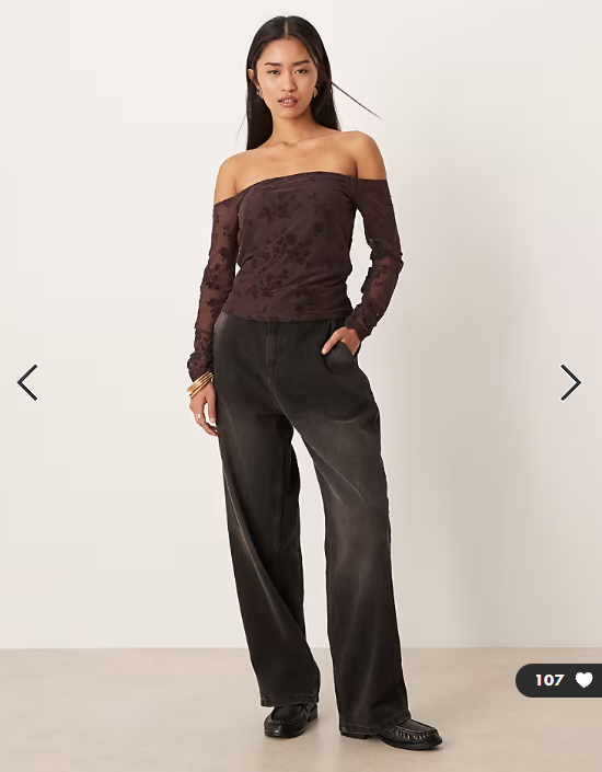 Abercrombie & Fitch off the shoulder bra free lace top in brown