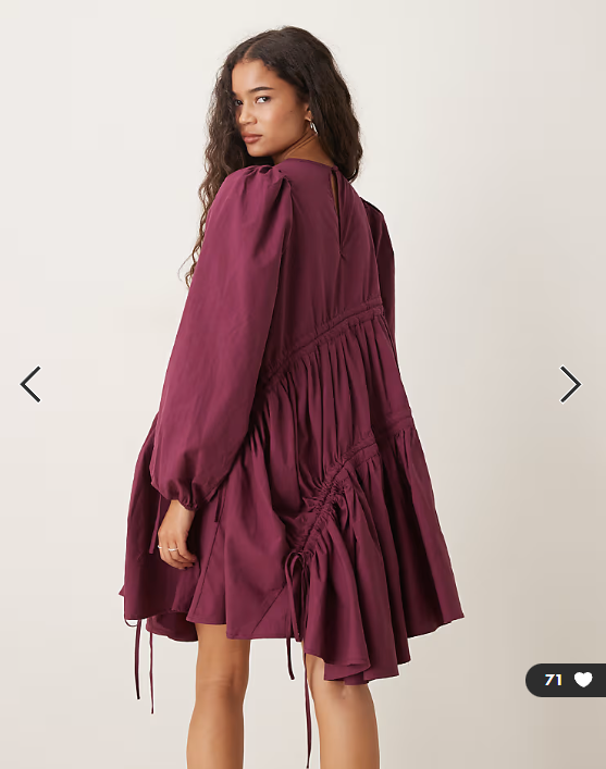 Ghospell oversized ruched mini dress in red