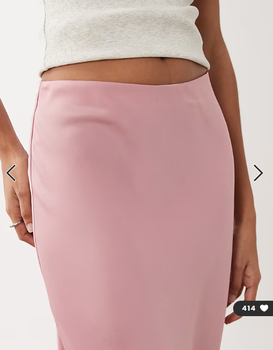 YAS satin midi skirt in lilas pink