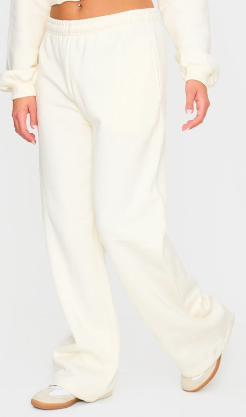 Cream Wide Straight Leg Joggers