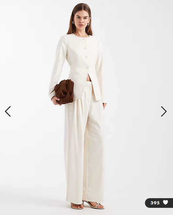 Vero Moda tailored collarless fitted blazer in cream