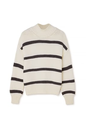 Turtle Neck Knitted Striped Sweater