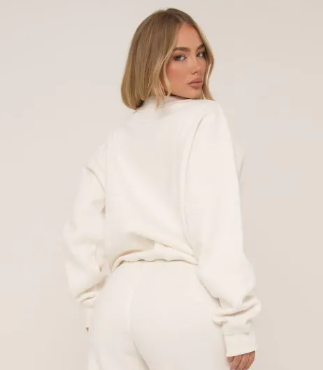 High Waist Flared Leg Joggers In Cream