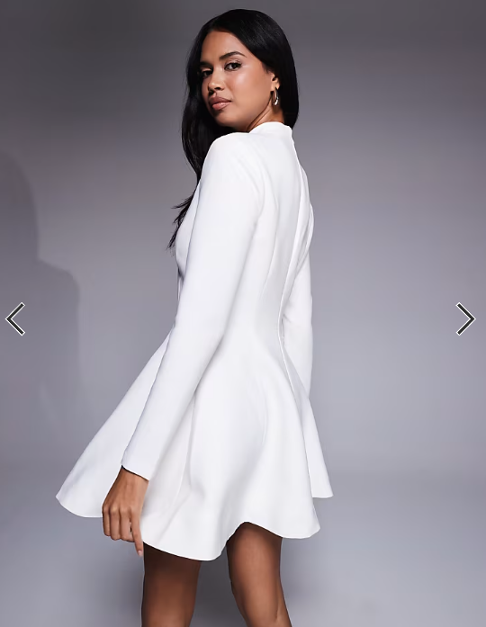 Bardot Zephyra long sleeve mini dress in white