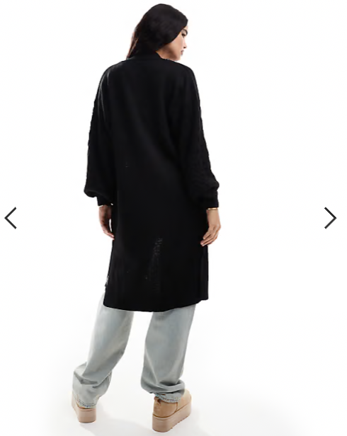 Threadbare cable knit longline cardigan in black