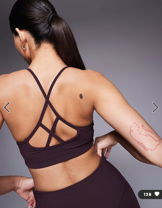 4505 micro rib light support strappy sports bra with removeable padding in fig