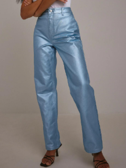 NA-KD - Metallic straight leg trousers