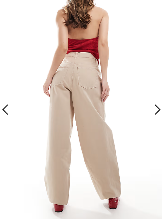 ASOS DESIGN tailored barrel leg jeans in neutral