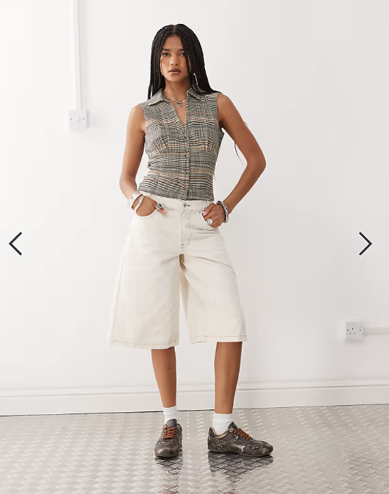 COLLUSION tailored button through shirt in mixed check