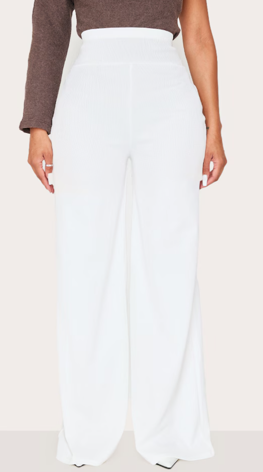 Shape White Bandage Extreme High Waist Wide Leg Trousers