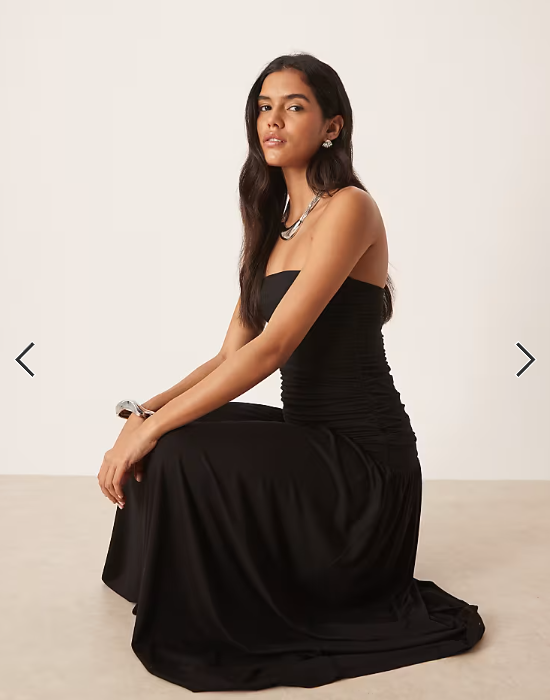 Gina Tricot jersey dropped waist midi dress in black