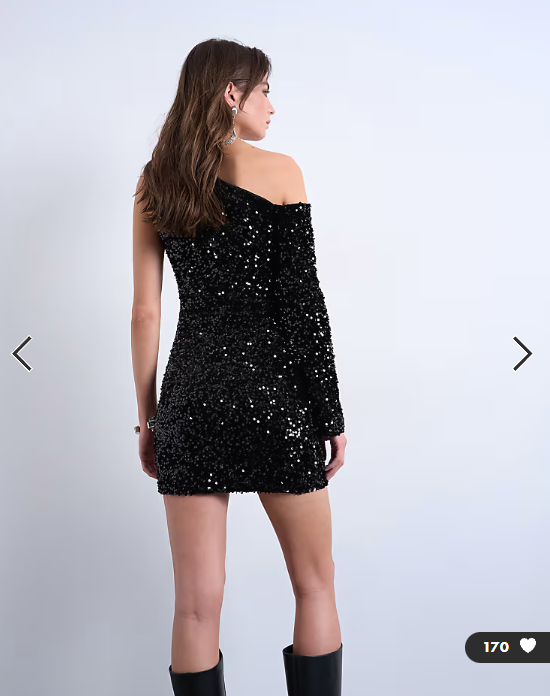 Topshop off shoulder mini sequin velvet dress in black