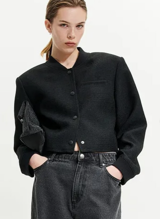 H&M-TEXTURED BOMBER JACKET