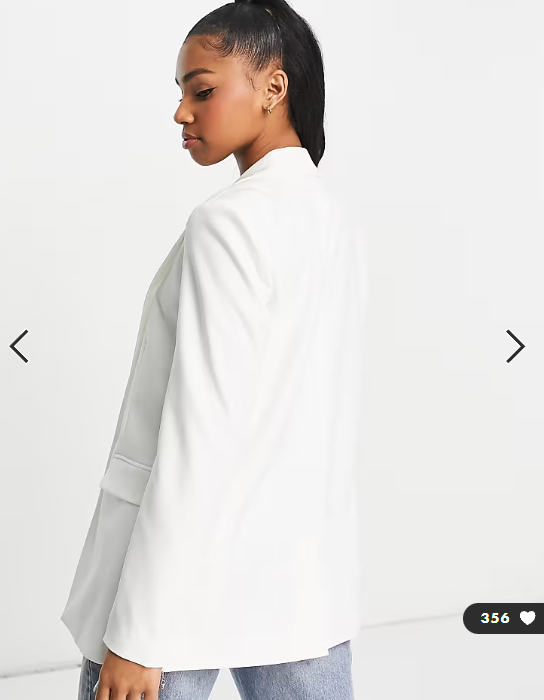 Pieces tailored oversized blazer in white