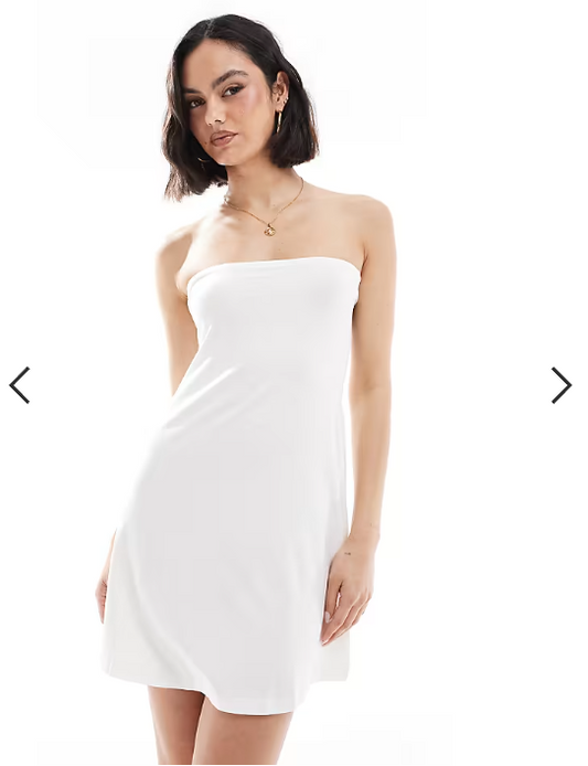 ASOS DESIGN bandeau mini swing dress in white