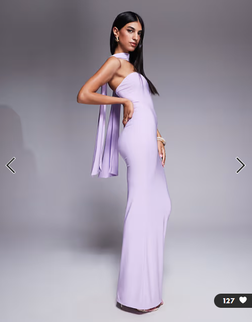 Fashionkilla double sculpted slinky scarf detail maxi dress in lilac