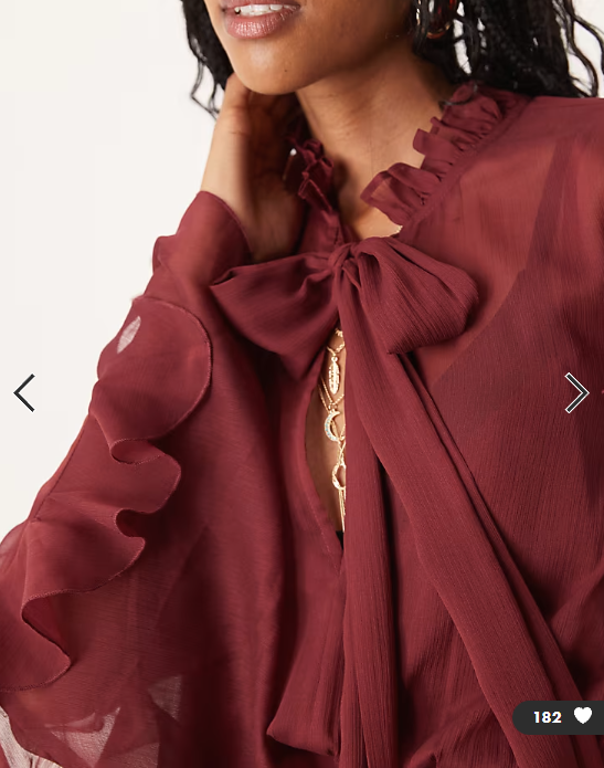 ASOS DESIGN long sleeve ruffle maxi dress in Burgundy