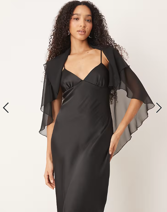 ASOS DESIGN satin cape maxi dress in black