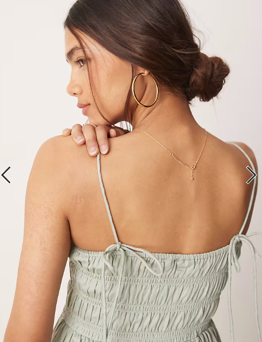 ASOS DESIGN shirred bust cotton sateen maxi sundress in sage