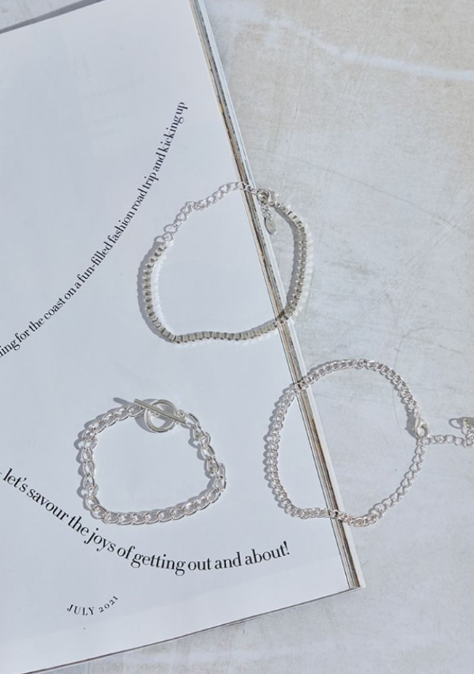 Recycled Silver Chunky Multi Chain T-Bar Bracelet Pack