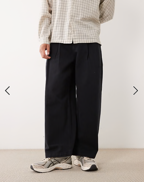 ASOS DESIGN barrel pants in black with pleats