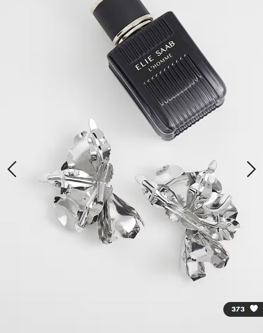 ASOS DESIGN large floral half flowers in silver tone