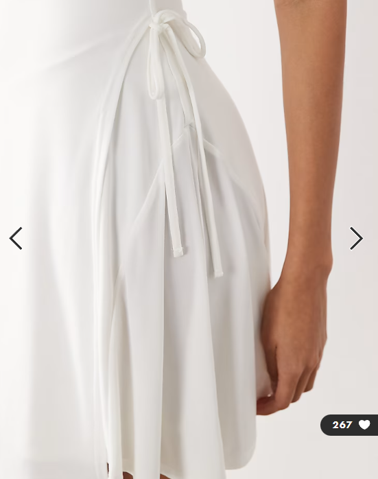 Kaiia exclusive double layered slinky high neck long sleeve tie side skater mini dress in white
