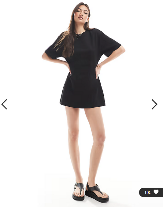 Monki t-shirt dress with cinched waist in black