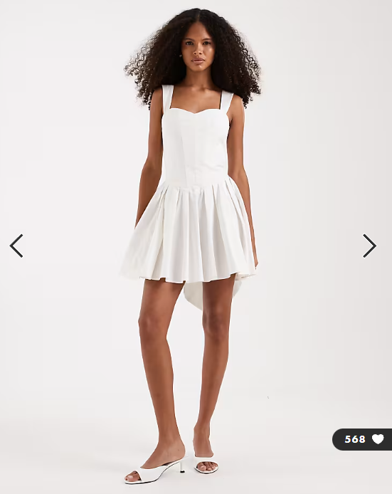 TFNC Bridal corset pleated mini dress with bow back in ivory