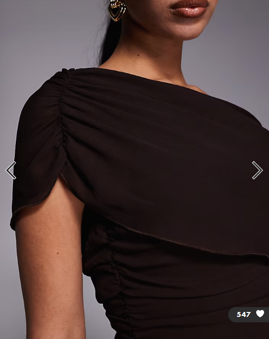 Fashionkilla exclusive chiffon off shoulder asymmetric hem gathered mini dress in chocolate