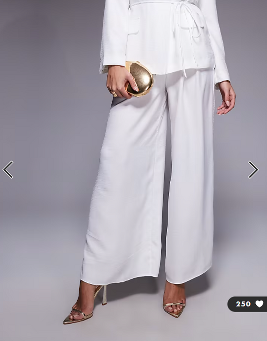 ASOS LUXE co-ord pleated summer trouser in white