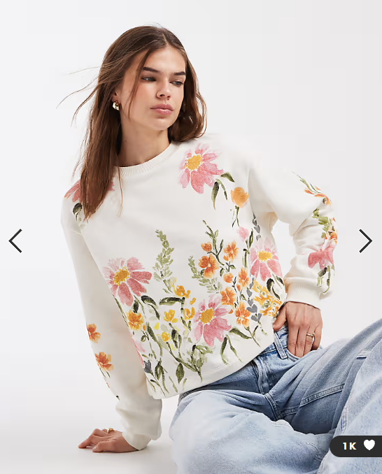 Miss Selfridge sweatshirt with flower print in cream