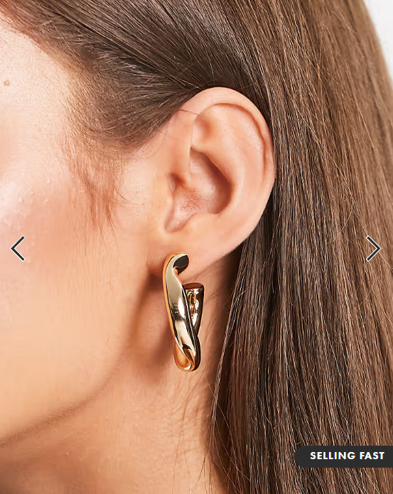 ASOS DESIGN hoop earring with twist link design in gold tone