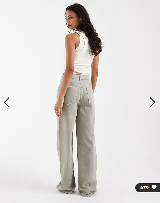 ASOS DESIGN wide leg dad jean in khaki