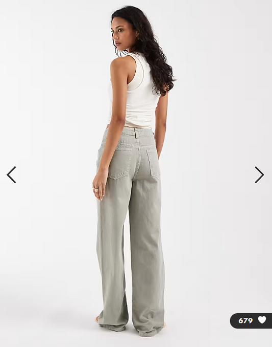 ASOS DESIGN wide leg dad jean in khaki