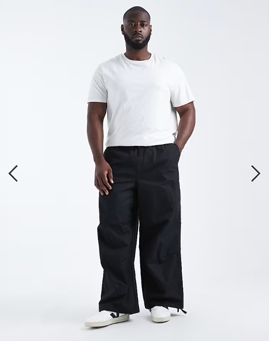 ASOS DESIGN oversized baggy cargo trousers in black ripstop