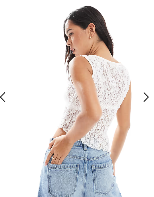ASOS DESIGN lace asymmetric hem sleeveless top in ivory