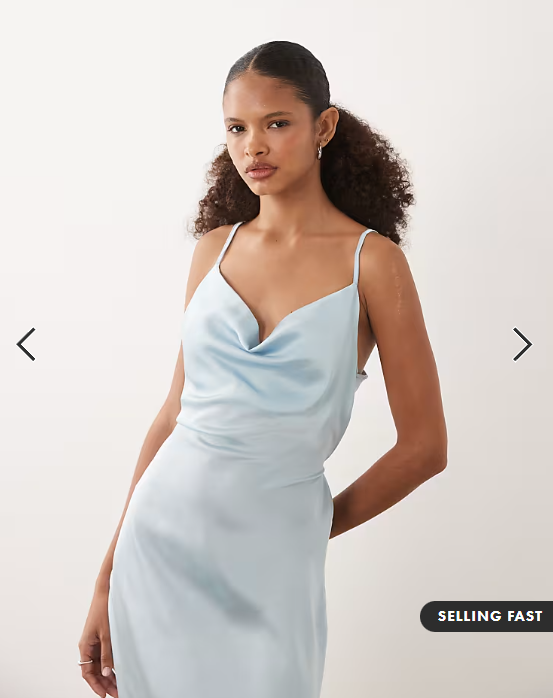 New Look satin cowl neck midi dress in light blue