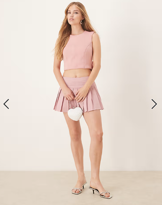 ASOS DESIGN bow detail open back top in pink in scuba-style fabric