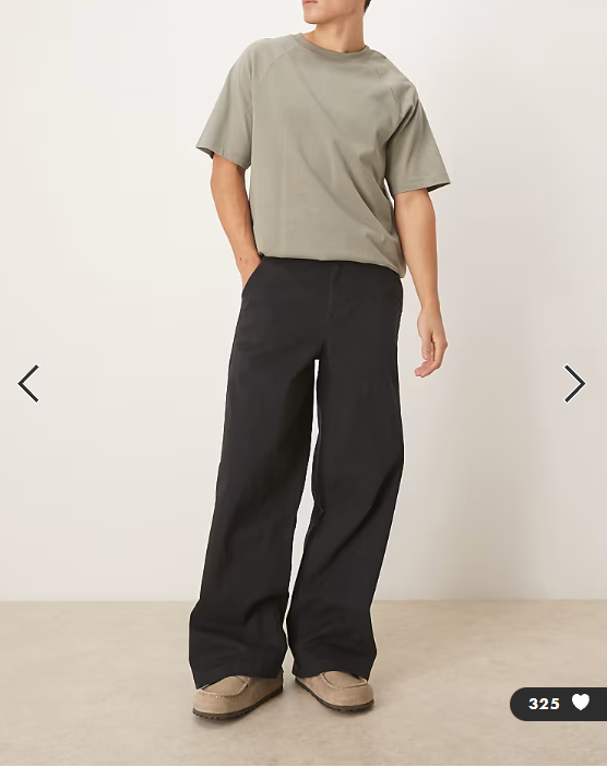 ASOS DESIGN loose chinos in black