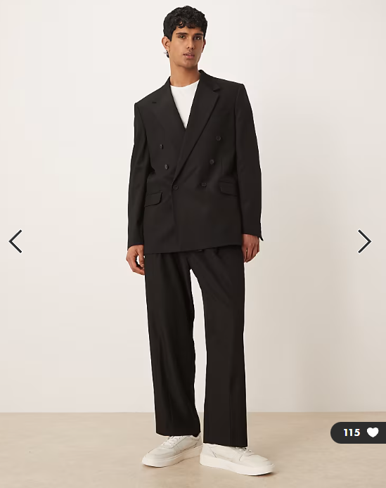 ASOS DESIGN relaxed square shoulder suit jacket in black