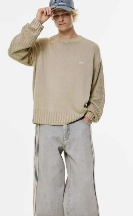 Pull&Bear Acid-wash stwd sweater in sand