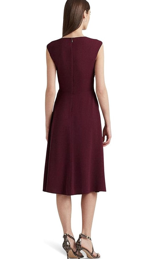 Ralph Lauren - Buckle-Trim Georgette Cap Sleeve Dress.