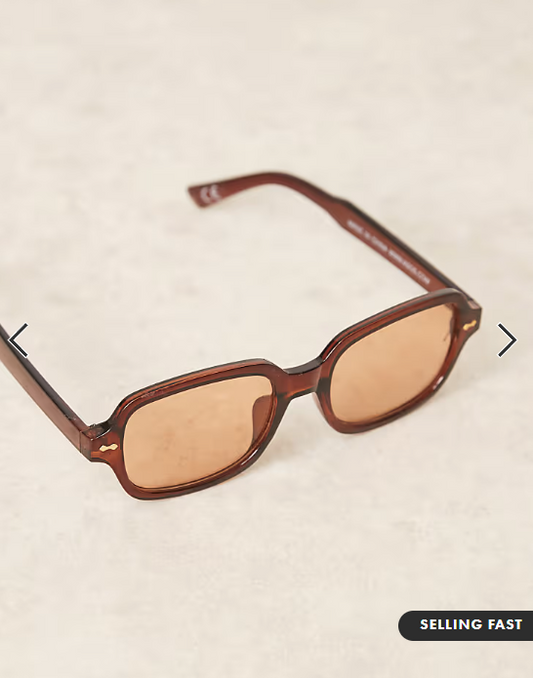 ASOS DESIGN square sunglasses in brown with orange lens