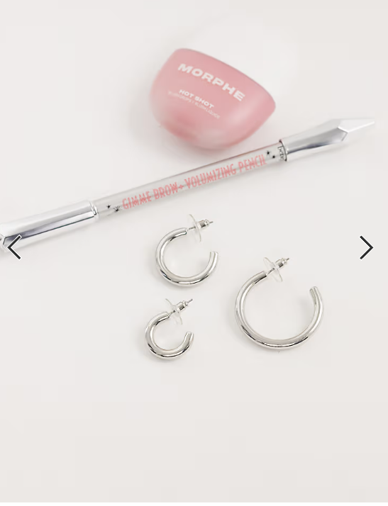 DesignB London pack of 3 hoop earrings in silver