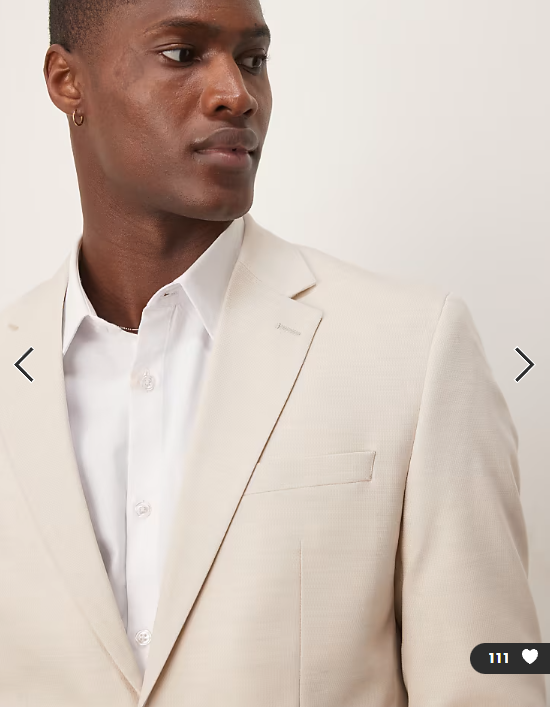 Asos - Selected wool blend regular fit blazer in cream